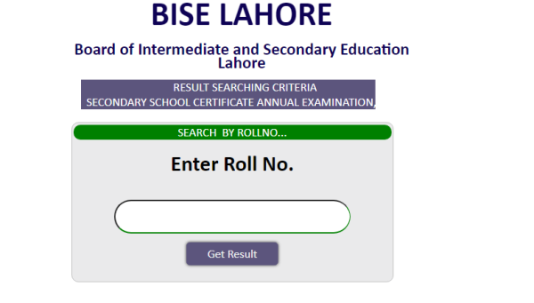 BISE Lahore Result 10th Class 2023 Search by Name