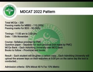 MDCAT Registration 2022