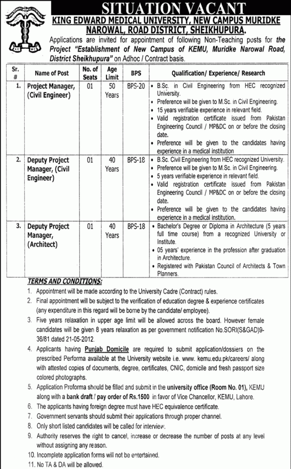 King Edward Medical University Jobs 2023 In Lahore