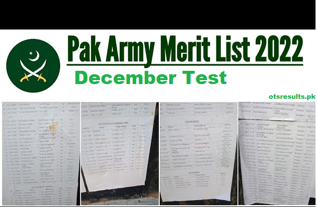 Join PAK Army Merit list 2023 Check December Test Result Online