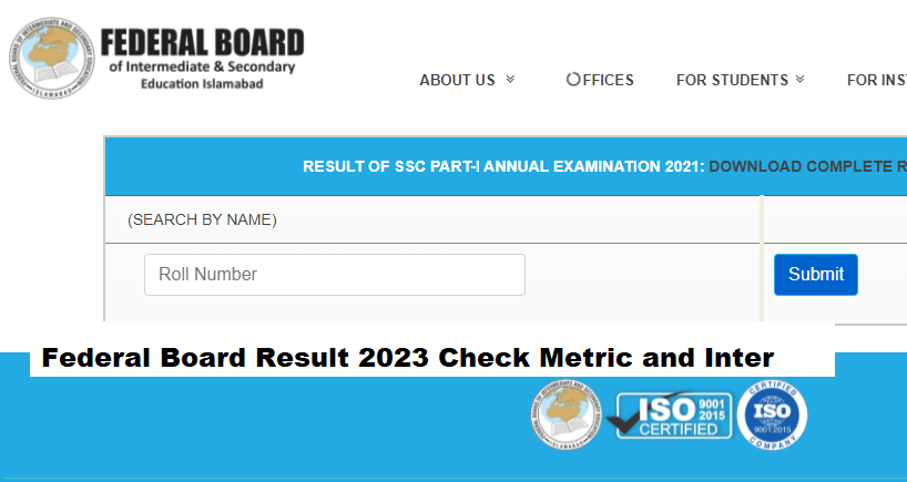 Federal Board Result 2023 Check By Name
