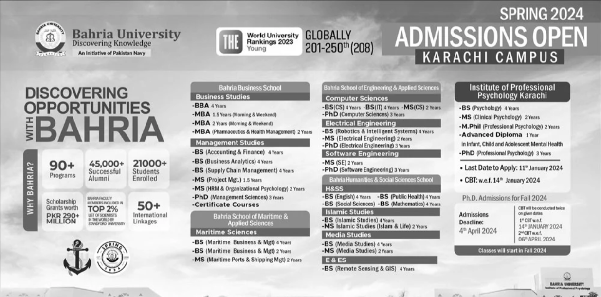 Bahria University Karachi Admission 2024