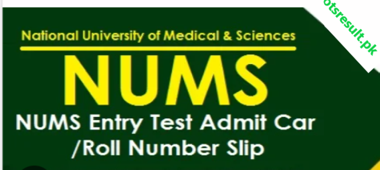 NUMS MDCAT Entry Test Roll Number Slip 2024 Download