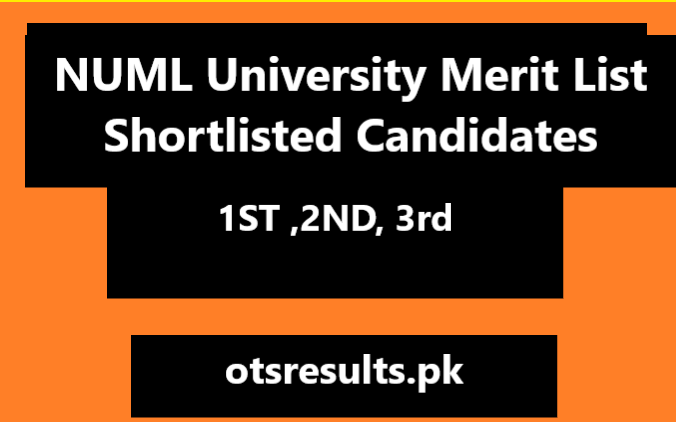 NUML University Merit List 2024 Shortlisted Candidates