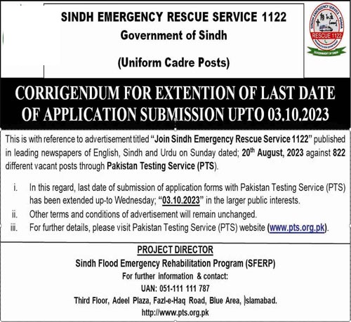 Sindh Rescue 1122 Job