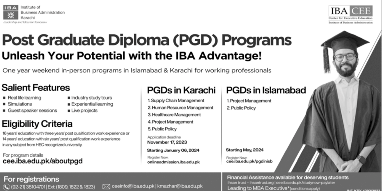 Post Graduate Diploma (PGD) Programs-IBA CEE